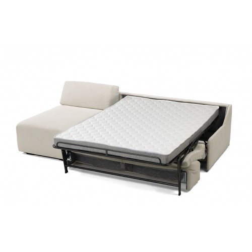 Elisabeth canapé convertible d'angle en velours côtelé blanc vue ouvert