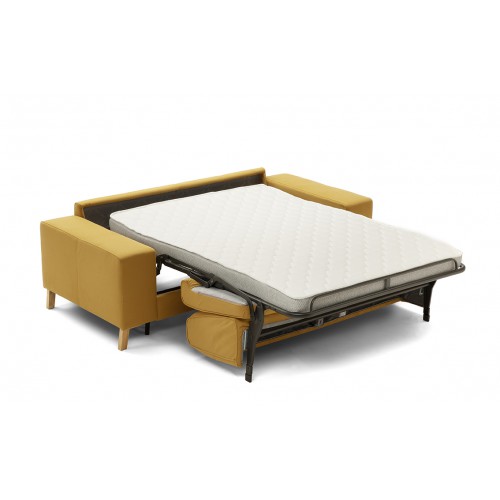 Solal canapé lit feutrine jaune vue ouvert