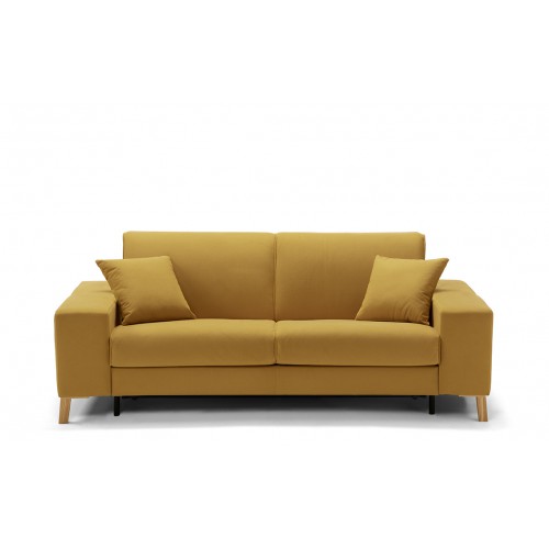 Solal canapé lit feutrine jaune vue face